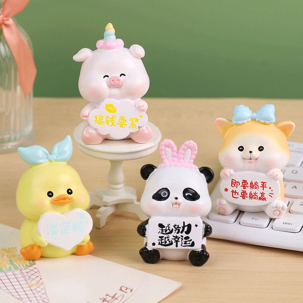 Cartoon Ornament Lovely Eye-catching Animal Characters Decoration Resin Craft Little Yellow Duck Panda Funny Pig Desktop Ornament Home Supply