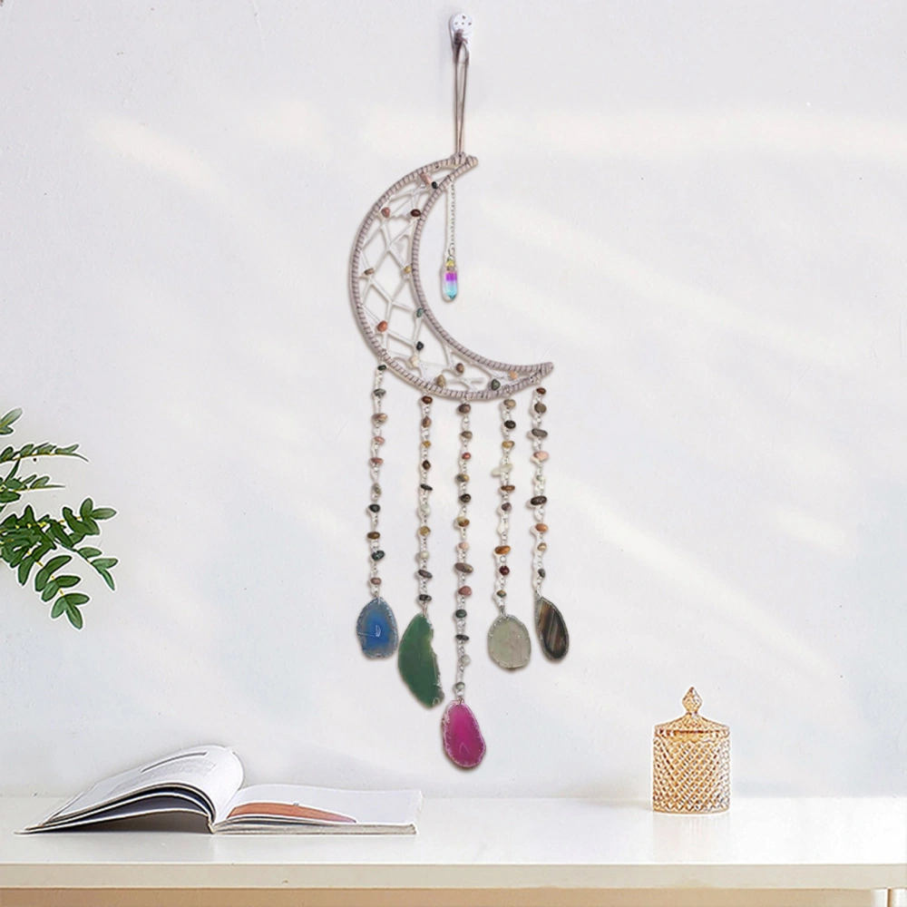 Hanging Moon Dream Catcher Natural Faux Agate Stones Tassels Bohemian Bedroom Living Room Wall Window Dream Catcher Decoration Home Supplies