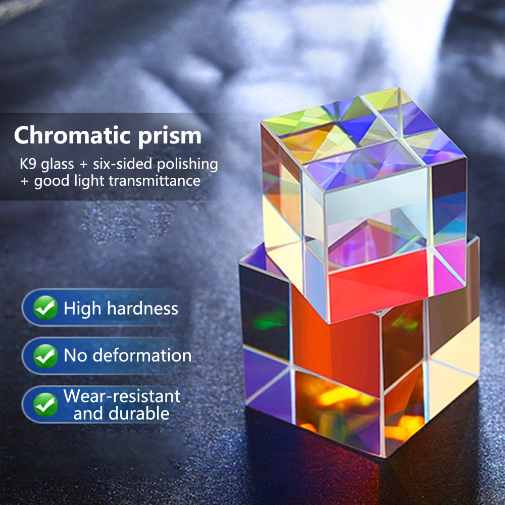 Sun Catcher Prism High Hardness Kaleidoscope Pattern 6-side Bright Science Cube Optical Prism Rainbow Maker Photography Prop