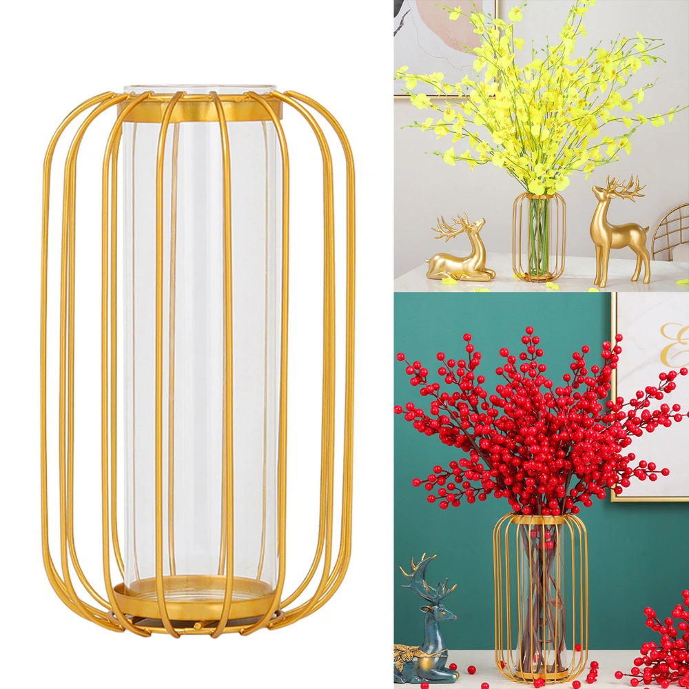 Iron Vase Anti-broken Drop-resistance Detachable Non Slip Bottom Water-storable Built-in Glass Tube Nordic Greenery Vase Home Decor