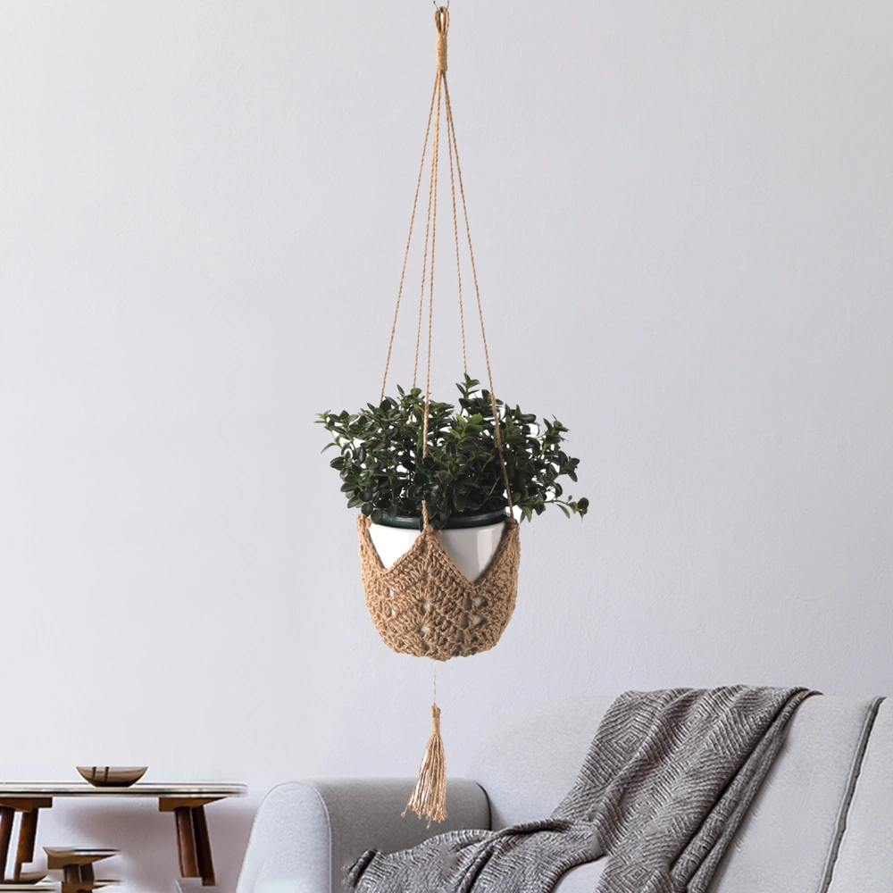 Plant Hanger Basket Hand-woven Eco-friendly Good Load-bearing Easy to Hang with Tassel Handmade Woven Cotton Rope Flower Pot Hanger Home Supplies