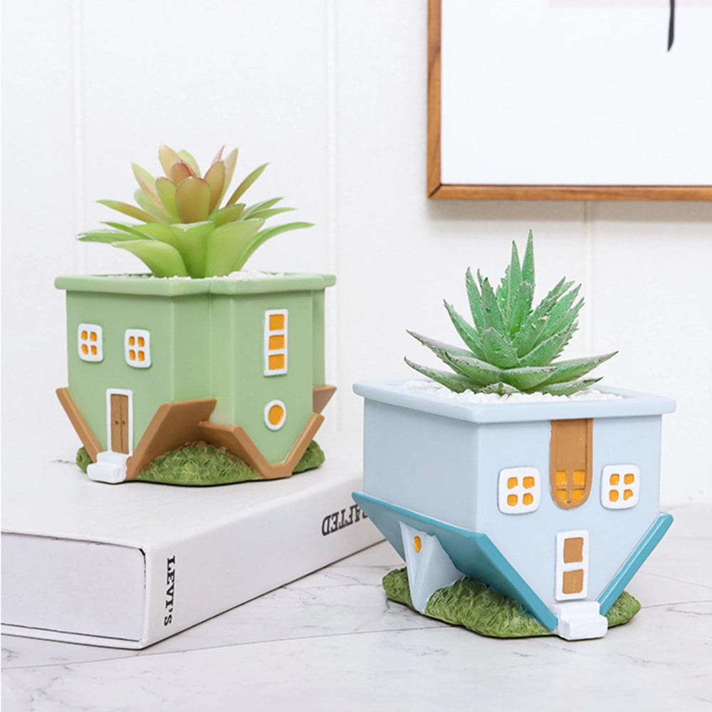 Flower Pot Multifunctional European Style Down House Shaped Simulated Dog/Cat with Drainage Holes Pen Holder Gift Succulent Plant Pot Garden Patio Balcony Decor Home Decoration