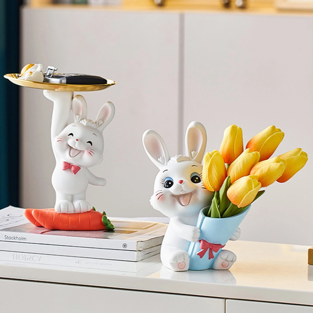 Keys Storage Tray Decorative Space-saving Item Storage Resin Cartoon Rabbit Hallway Desktop Ornament Home Decoration