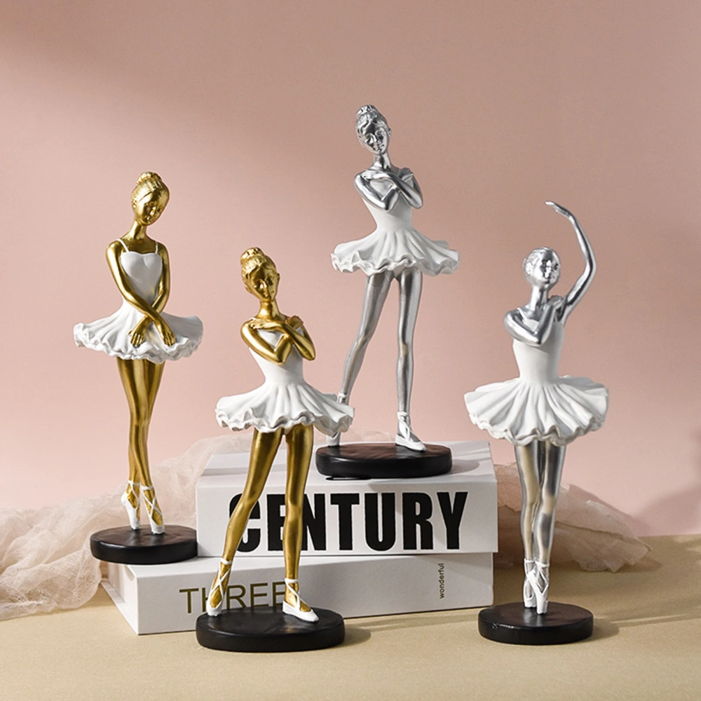 Ballet Girl Statue Exquisite Creative Elegant Synthetic Resin Desktop Ornament Modern Ballet Sculptures Home Decor