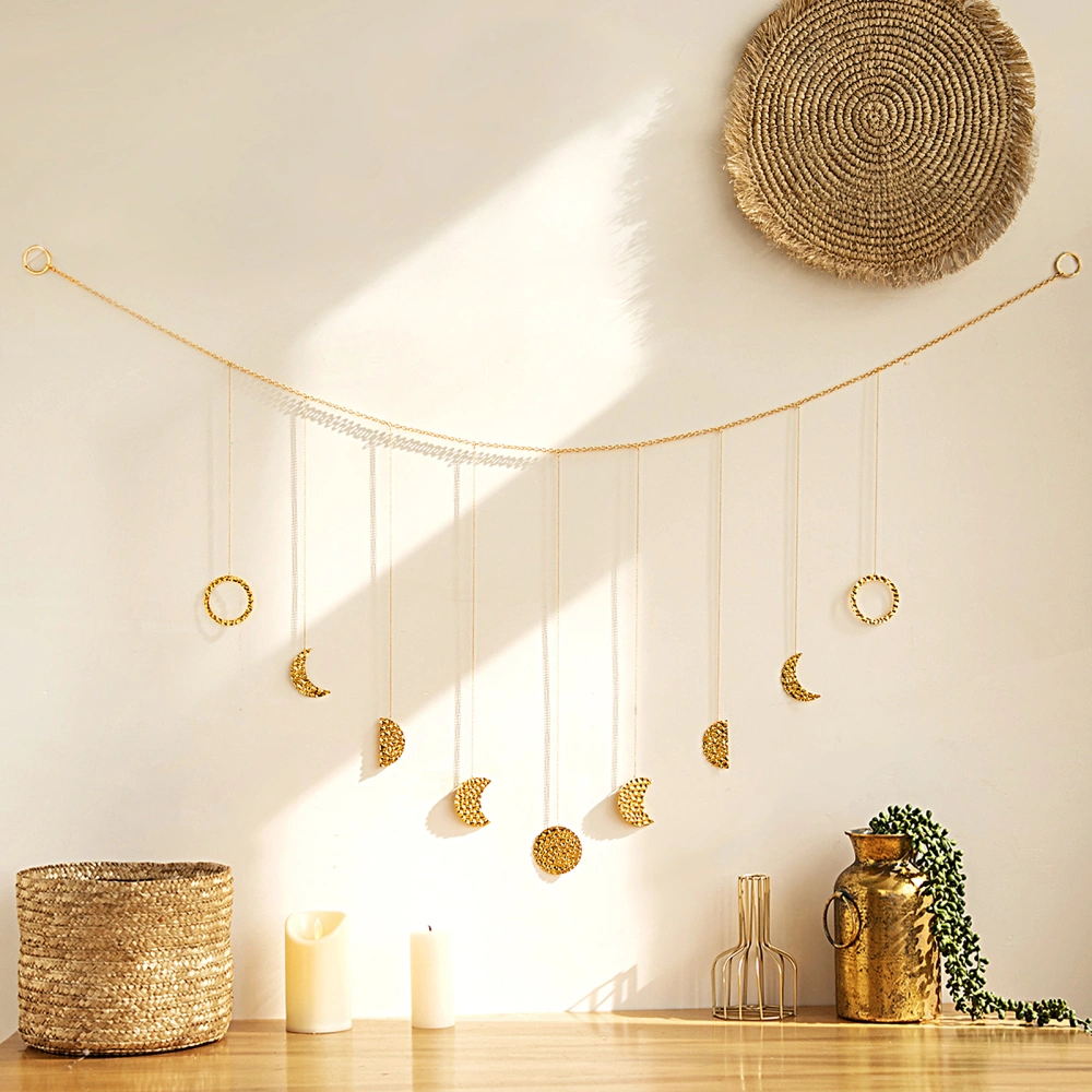 Moon Phase Garland Attractive Exquisite Bohemian Golden Sun Moon Wall Hanging Pendant Home Decoration