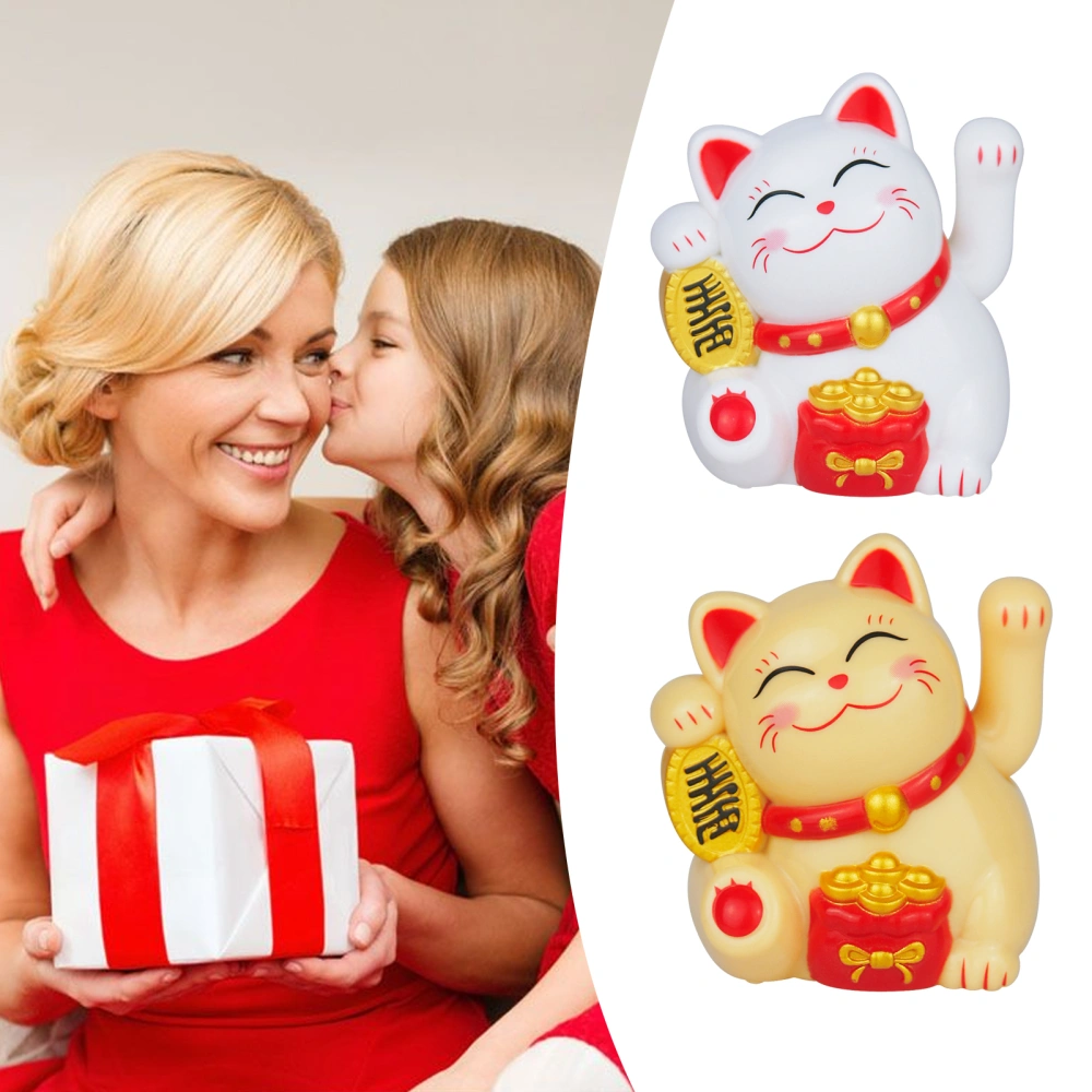 Statue Decor Solar Energy Realistic Details Fine Workmanship Home Mascot Vivid Expression Decorate High Gloss Chinese Lucky Wealth Waving Cat Car Ornament Desktop Decor