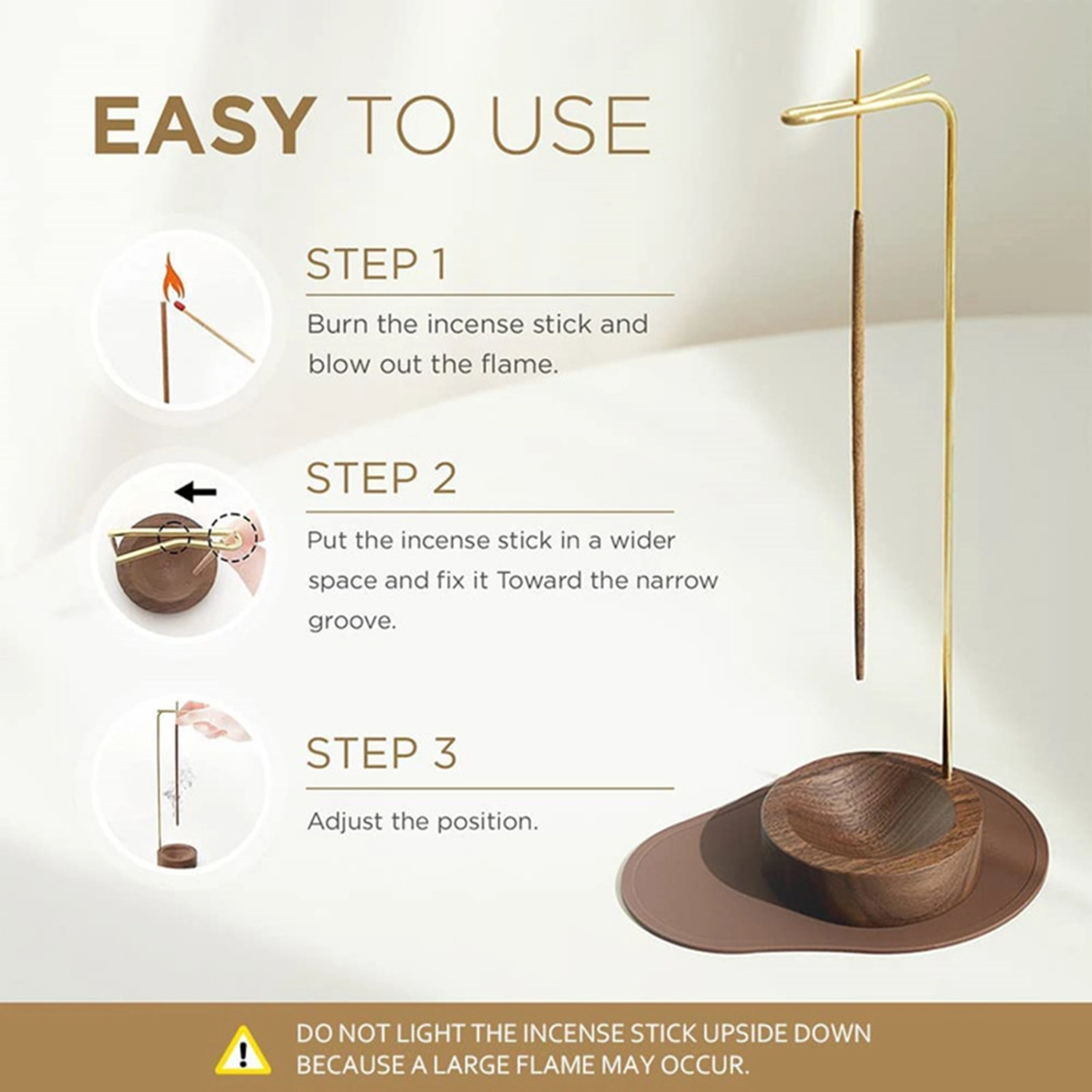 Incense Stick Holder Exquisite Decorative Wooden Incense Burner Ornament with Base Living Room Supply