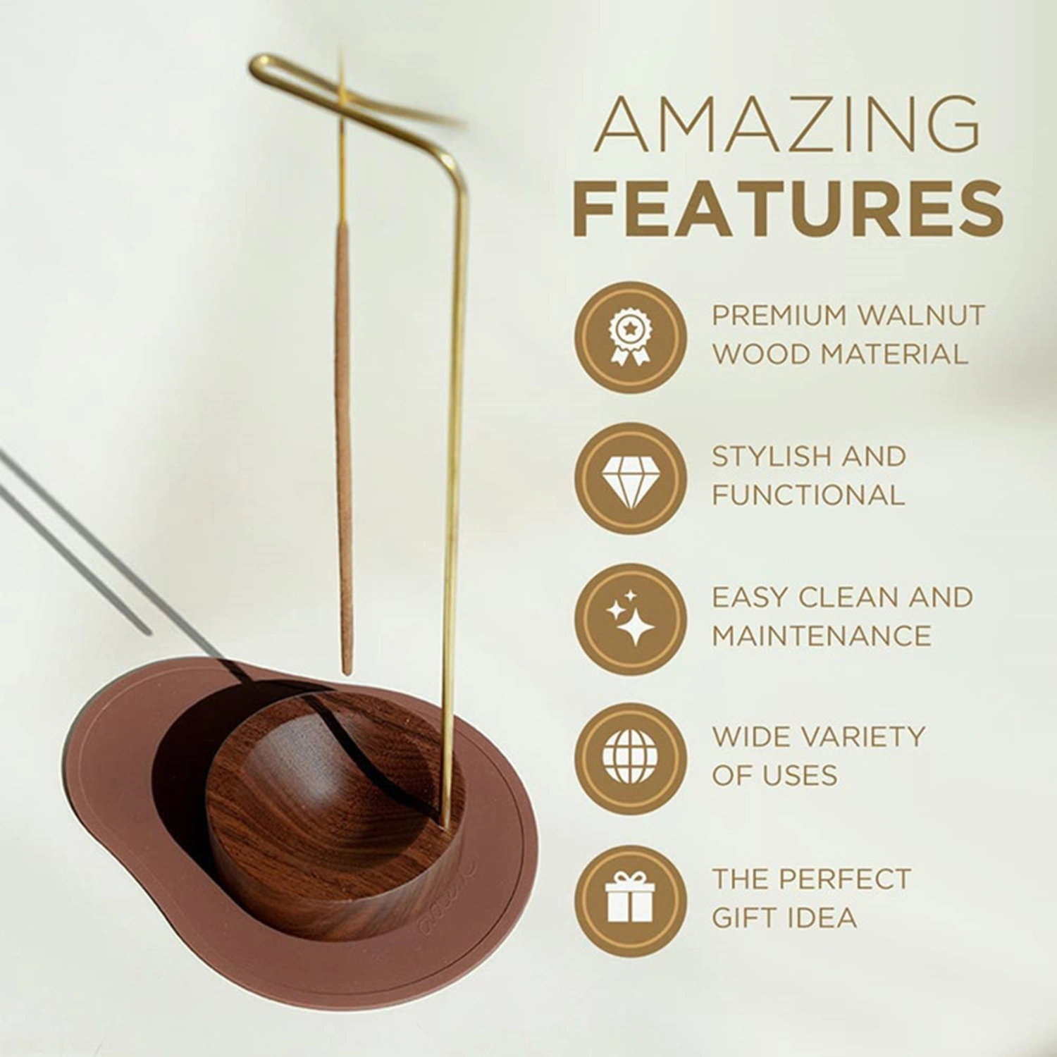 Incense Stick Holder Exquisite Decorative Wooden Incense Burner Ornament with Base Living Room Supply