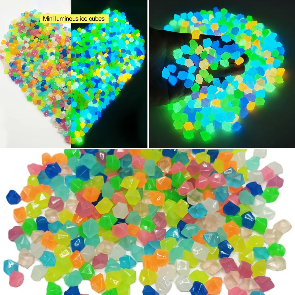 100Pcs Decorative Pebbles Colorful Glow in Dark Aquarium Landscaping 14mm Luminous Courtyard Paving Natural Crystals Rocks Garden Decoration