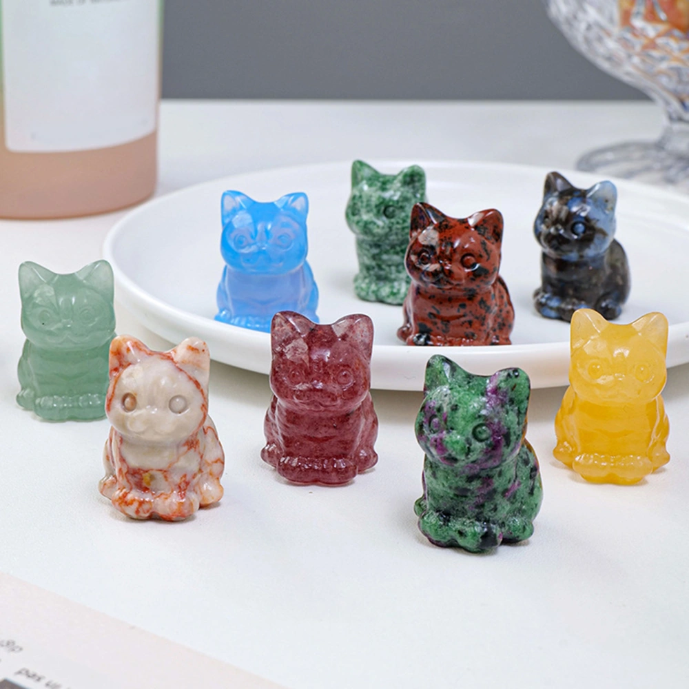 Smooth No Burrs Sitting Posture Lucky Cat Figure Chinese Lucky Cat Statue Faux Crystal Ornament Home Decor