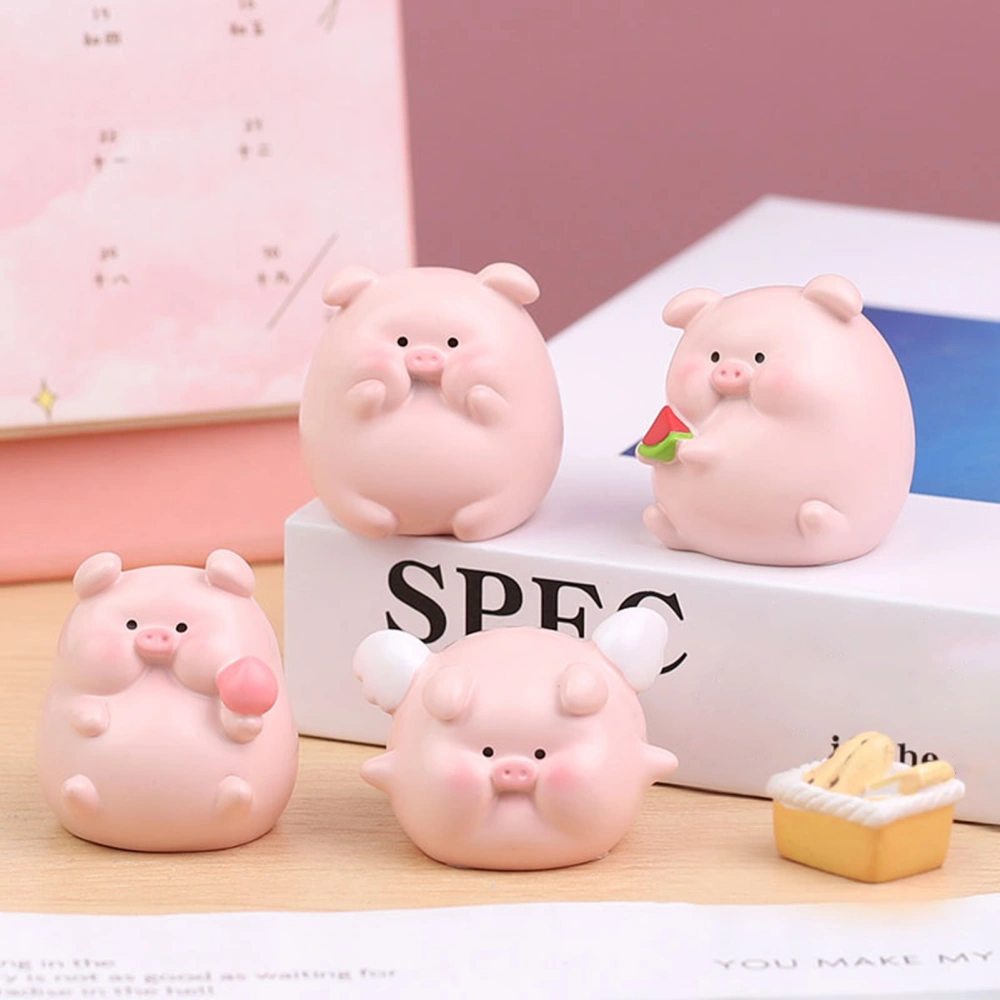 Pig Figurine Weather-resistant Shatter-proof Anti-fade Collectible Non-Slip Bottom Cartoon Piggy Statue Living Room Decor