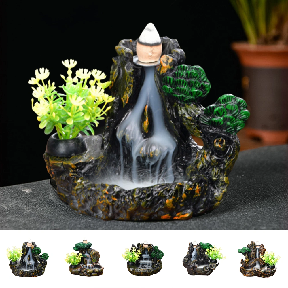 Incense Burner Large Hole Quick Smoke Resin Living Room Waterfall Incense Holder Desk Ornament Home Decor