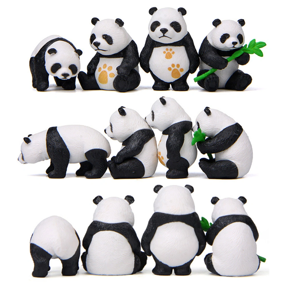 4Pcs Panda Statue Cartoon Cute Expressions Anti-fade Attractive Decorative Panda Micro Landscape Ornament Home Decor