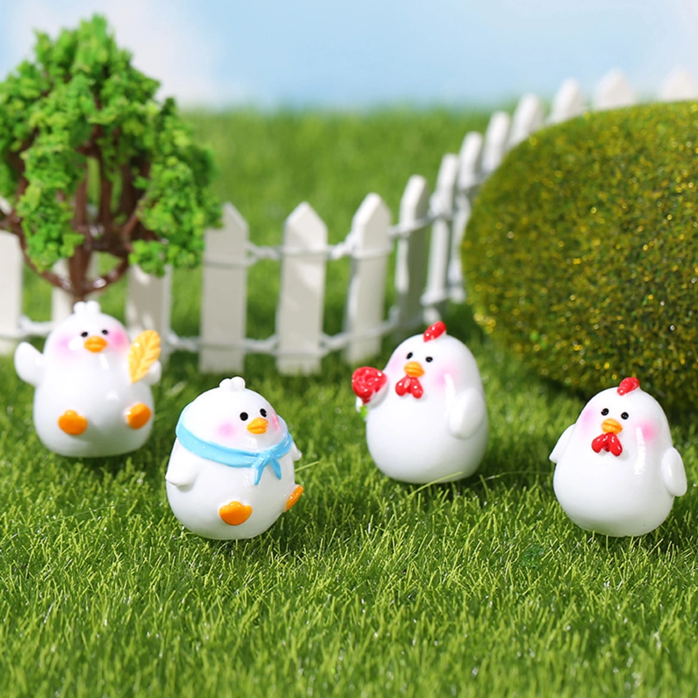 4Pcs Chick Figurines Tiny Size Adorable Appearance Vivid Expressions Shatterproof Non-Fading Decorative Resin Chick Figurines Landscape Miniature Statues for Kids