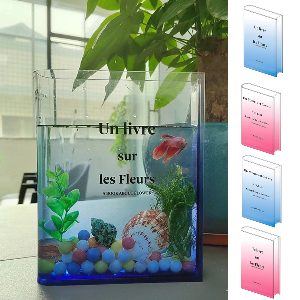 Artistic Clear Book Flower Vase Floral Arrangements Gradient Nordic Acrylic Hydroponic Flower Holder Unique Bookshelf Decor 