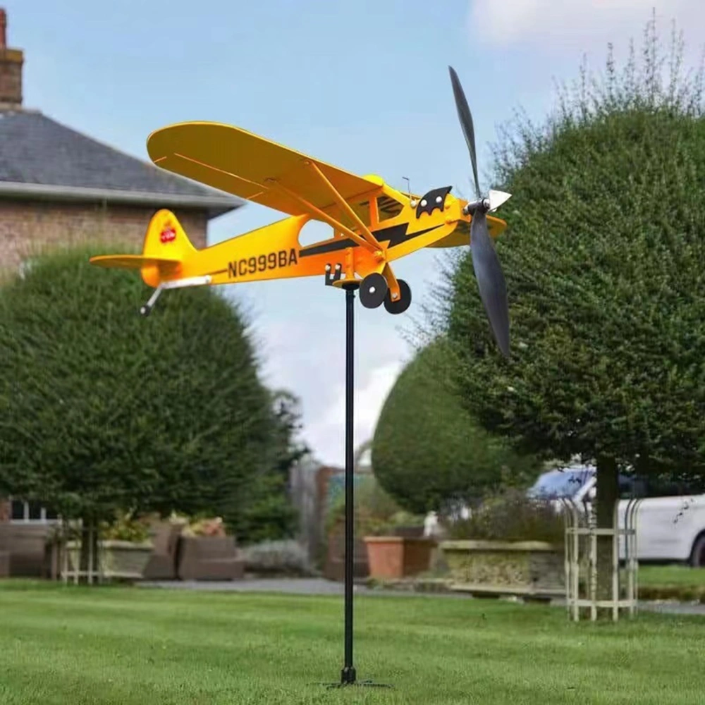 Outdoor Weathervane Creative Burr Free Iron Art 3D Airplane Shape Wind Spinner Statue Garden Decoration Home Decor