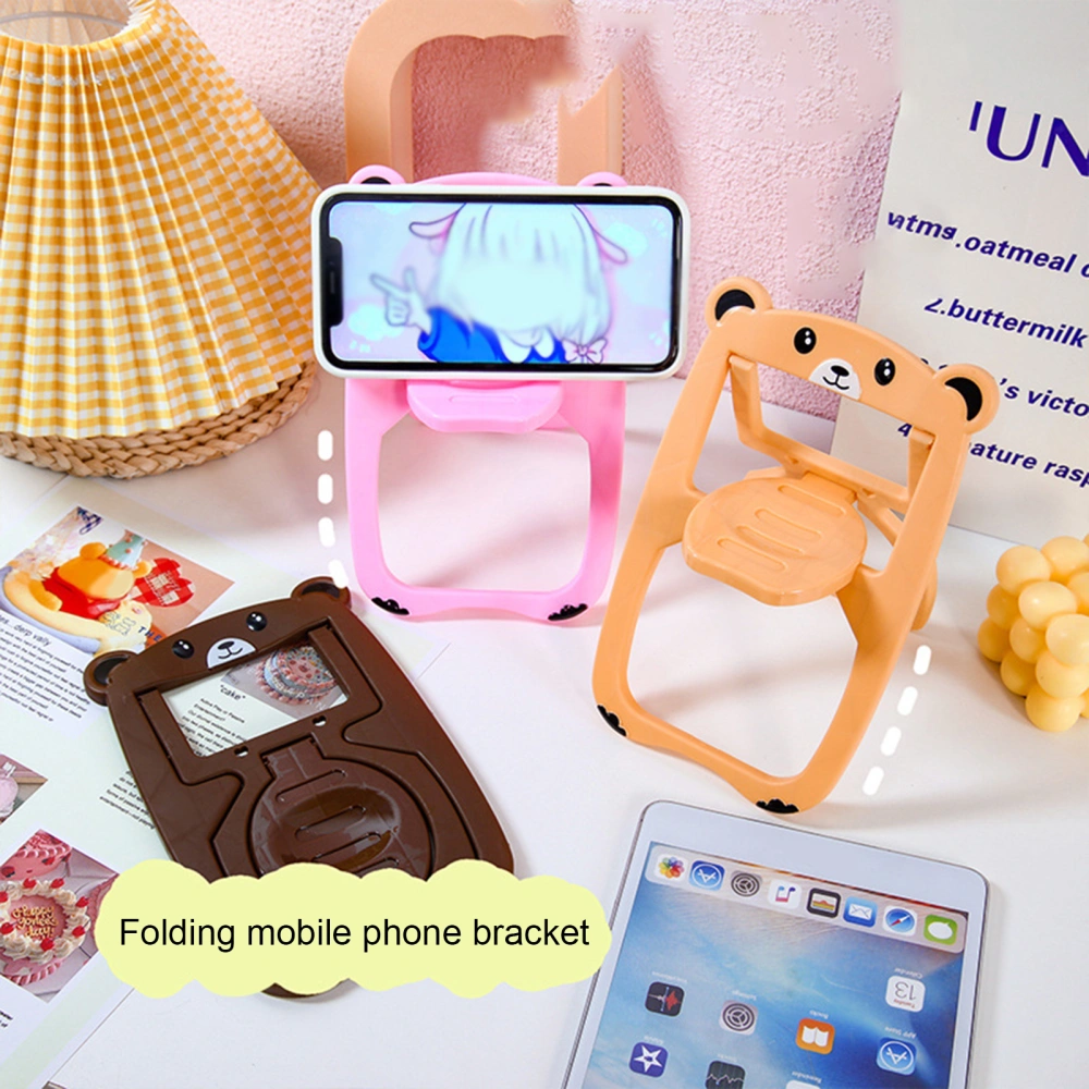 Mobile Phone Stand Cute Bear Foldable Adjustable Universal Anti-slip Smartphone Support Portable Chair Shape Desktop Phone Lazy Bracket Cellphone Accessories