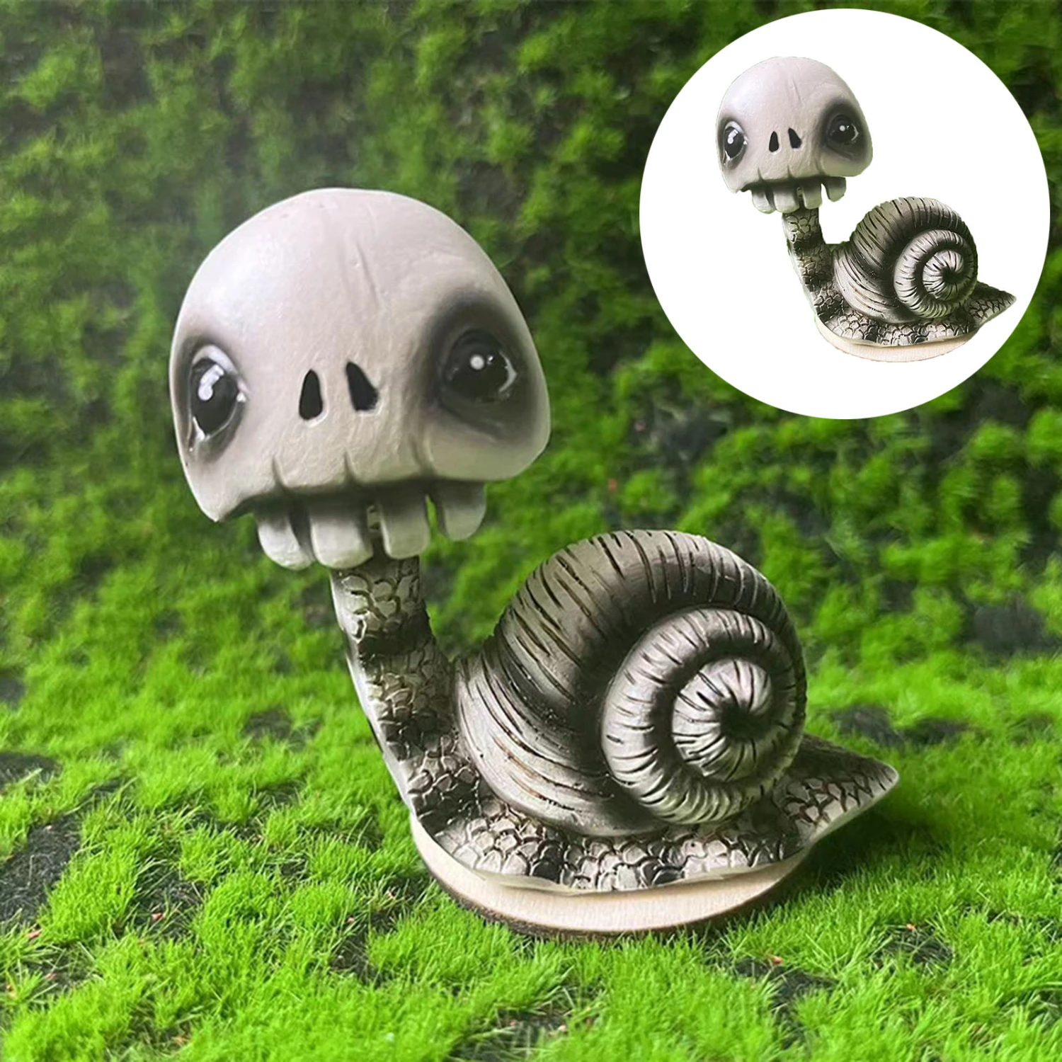 Ornaments Spooky Snail Skull Sculpture Fine Workmanship Gothic Style Detachable Head Halloween Decoration