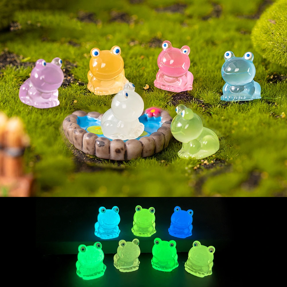 5Pcs Frog Ornaments Vivid Image  Resin Miniature Landscape Ornament Colorful Glow-in-the-Dark Frog Home Supplies