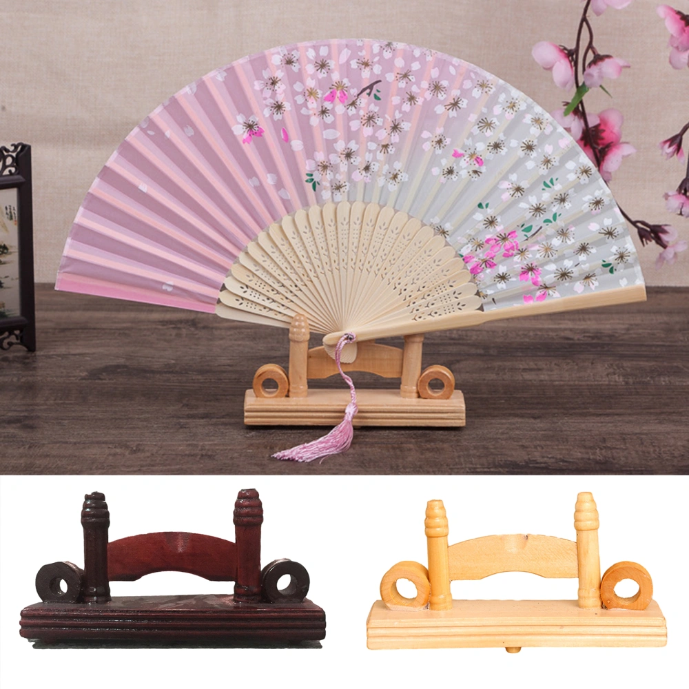 Retro Style Folding Fan Stand Smooth Edge High Stability Wooden Fan Frame Base Display Tool Desktop Decoration