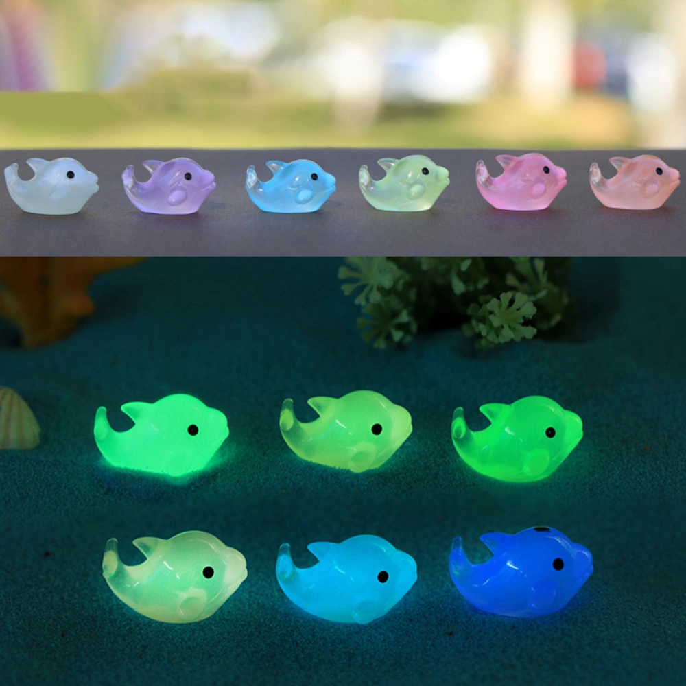 10Pcs Dolphin Ornament Luminous Resin Moss Micro-landscape Display Garden Supply