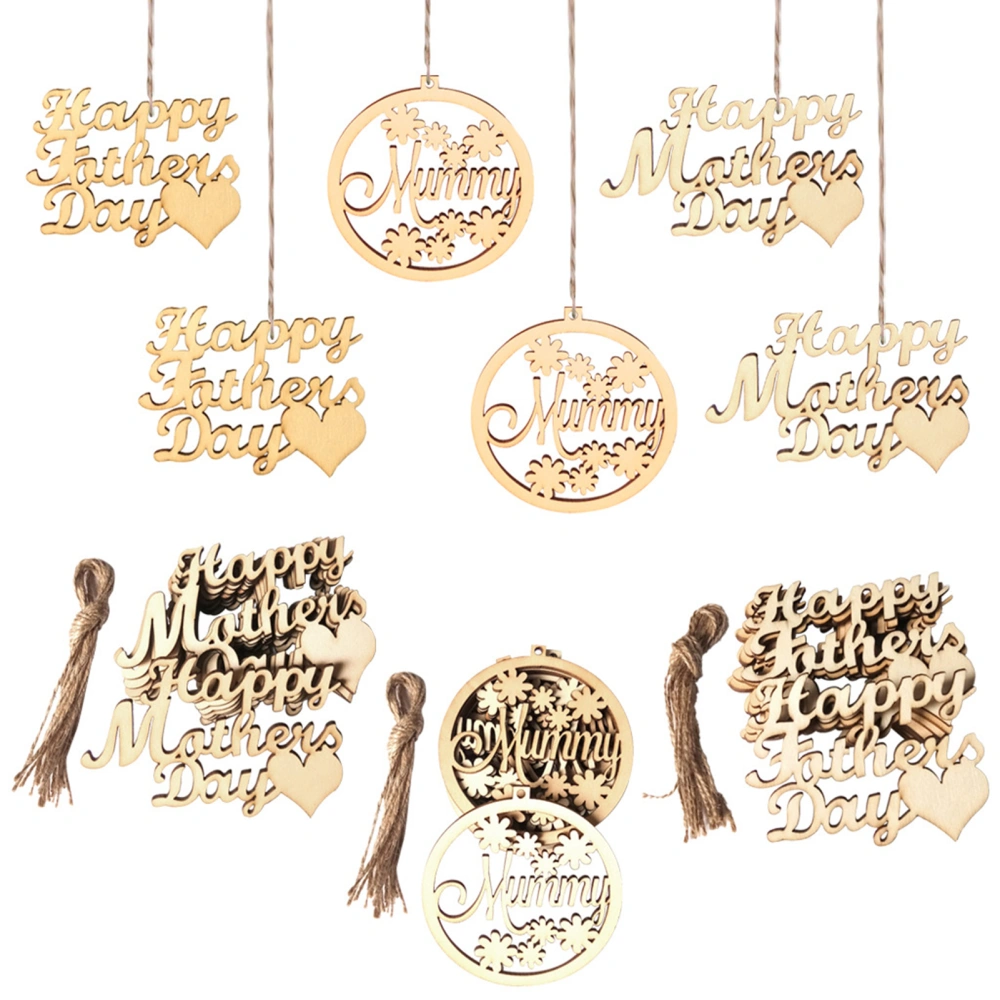 1 Set Wooden Craft Pendant Fine Workmanship with Lanyard Happy Mothers Day Wooden Sign Home Decoration