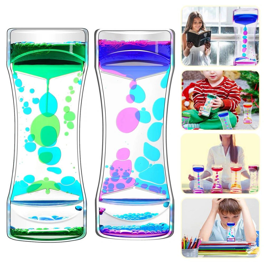 Liquid Motion Bubbler Eye-catching Exquisite Attractive Acrylic Oil Hourglass Ornament Sensory Toy Office Use