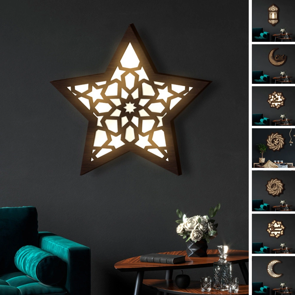 Wall Pendant with Light Glow in The Dark Hollow Out LED Glowing Wooden Moon Lamp Crafts Decoration Home Decor