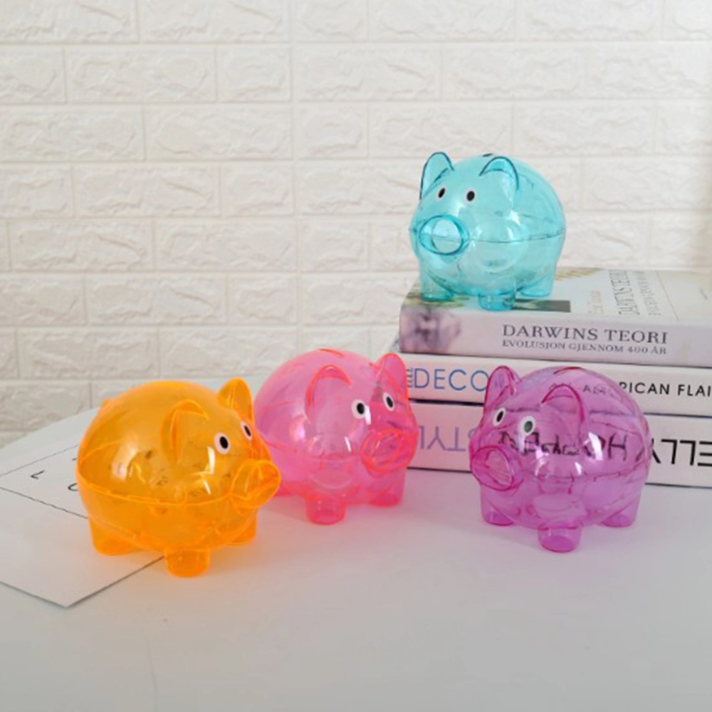 Piggy Bank Transparent Visible Cute Cartoon Pig Shape Money Saving Box for Daily Life