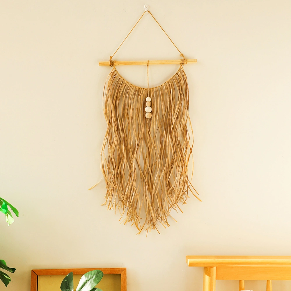 Woven Raffia Aesthetic Bohemian Creative Decorative Khaki Hand-woven Hanging Raffia Ornaments Living Room Decor