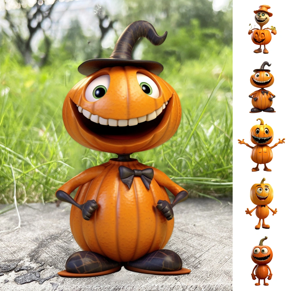 Pumpkin Figurine Resin Craft Desktop Ornament Cute Pumpkin Man Statue Funny Decorative Props Halloween Home Garden Decoration