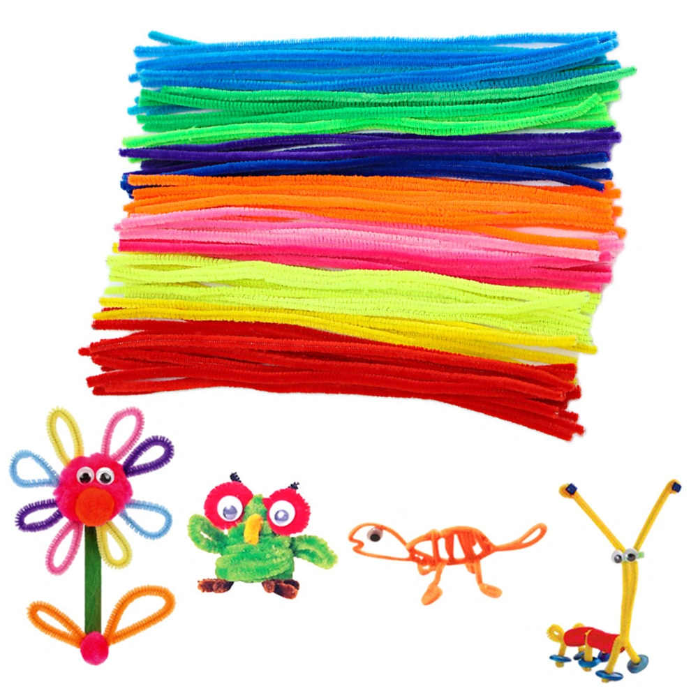 1 Set Pipe Cleaners Soft Touch Super Dense Plush Handmade Various Shape DIY Fluffy Non-shedding Flower Miniature Model Craft Material Chenille Stem With Cartoon Eyes 