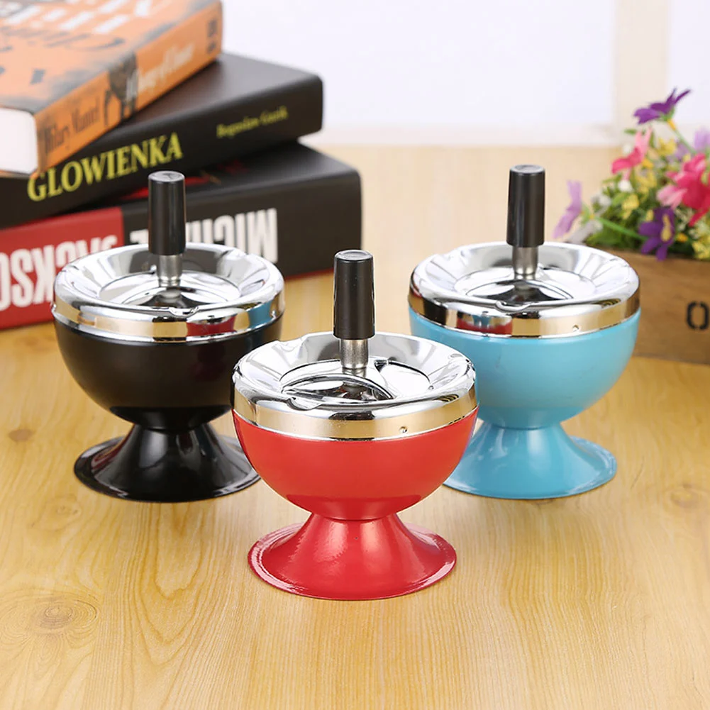 Smoking Ashtray Rotation Lid Windproof Wear-resistant Modern Desktop Ash Container Home Decor