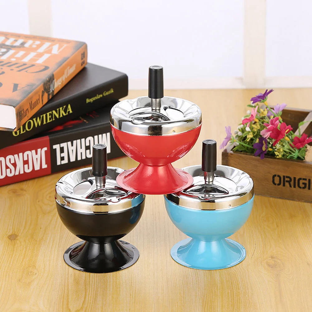 Smoking Ashtray Rotation Lid Windproof Wear-resistant Modern Desktop Ash Container Home Decor