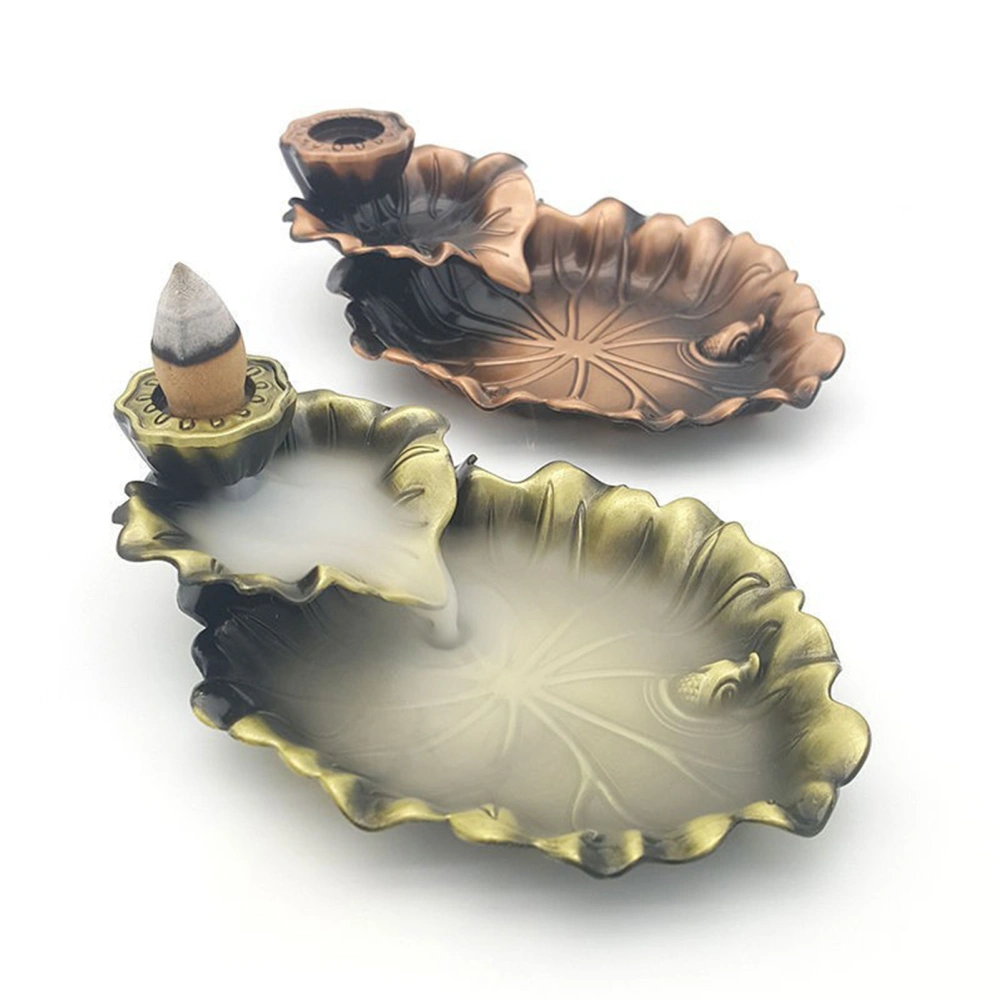 Incense Burner Imitation Lotus Leaf Hand-carved Incense Waterfall Eye-catching Aromatherapy Ornament