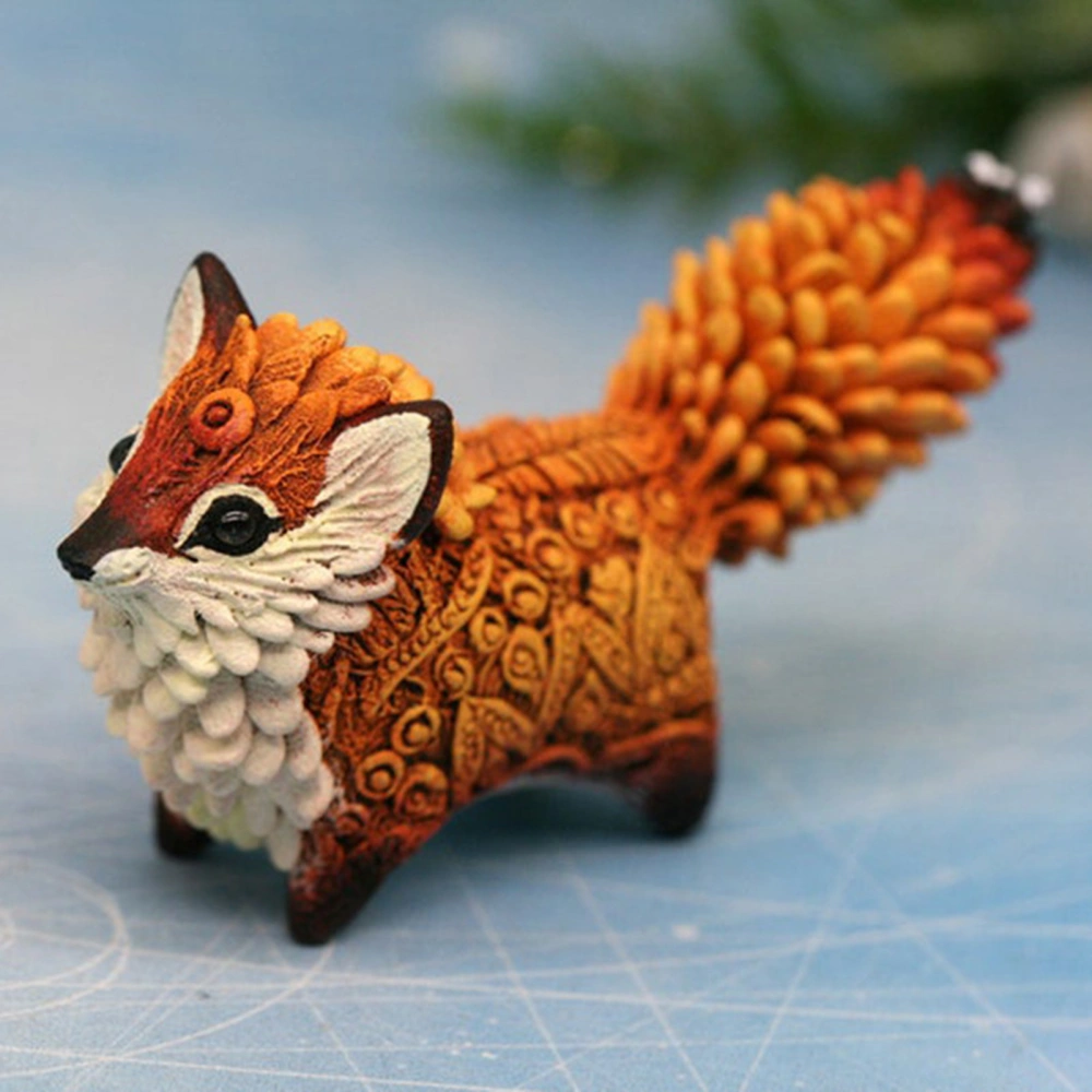 Fox Figure Realistic Solid Model Rich Details Non-fading Vivid Look Decoration Adorable Creative Crafts Desktop Fox Ornament Model Gift