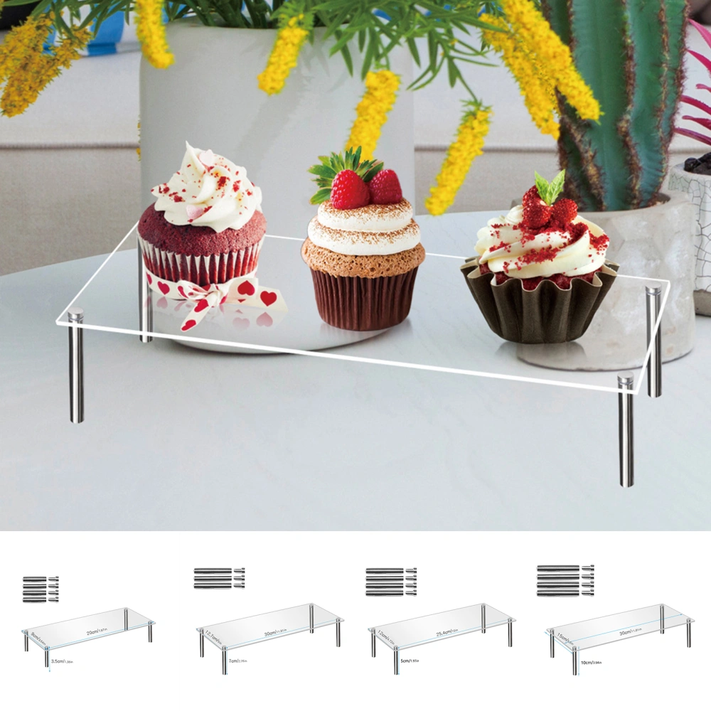 1 Set Birthday Cake Stand Transparent Rectangular Multipurpose Acrylic Cake Cupcake Display Stand Holder Party Supplies