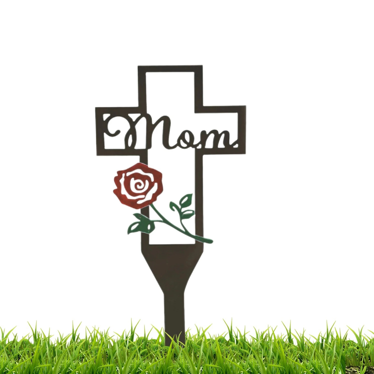 Garden Stake Hollow Out Rose/Heart Letter Design Decorative Iron Parents Family Cemetery Memorial Stake Graveyard Supplies