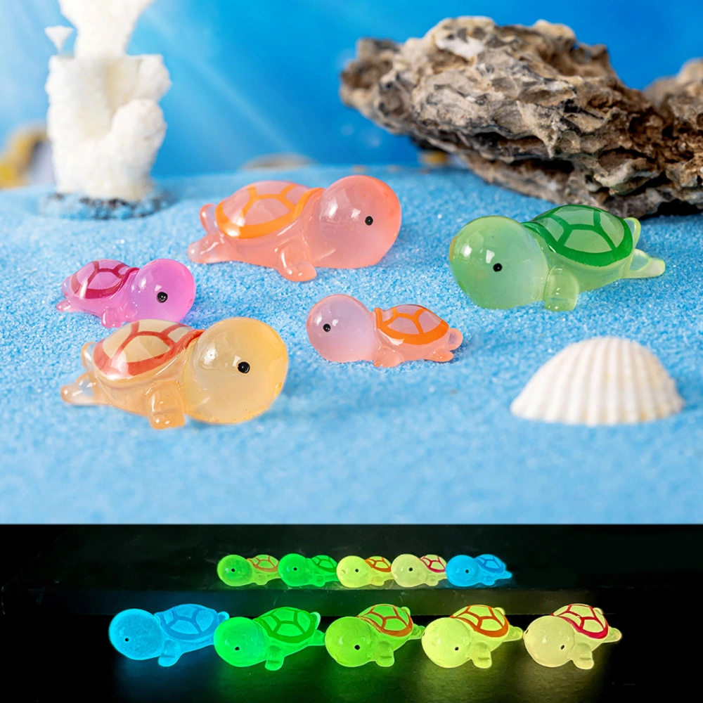 10Pcs Turtle Ornament Realistic Creative Eye-catching Resin Luminous Turtle Statue Micro Landscape Home Decor