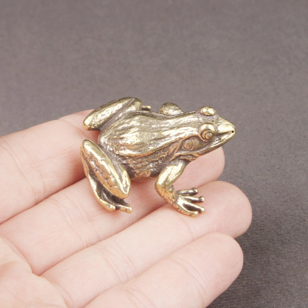 Frog Statue Wear-resistant Vivid Appearance Creative Reusable Copper Frog Sculpture Tea Pet Ornament Household Supplies