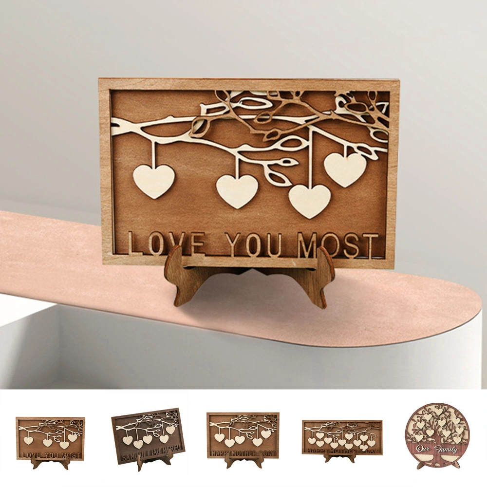 Desktop Ornaments Tree of Life Design Clear Printing Frame Engraved Wood Plaques Decor Family Sign Living Room Supply