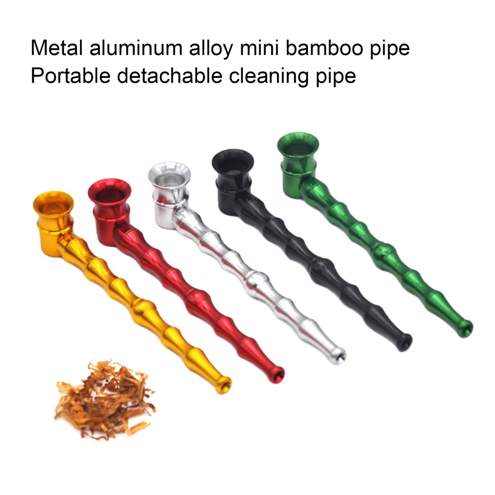 Smoking Pipe Heat-resistant Non-stick Aluminum Alloy Solid Color Bamboo Knot Tobacco Pipe for Home