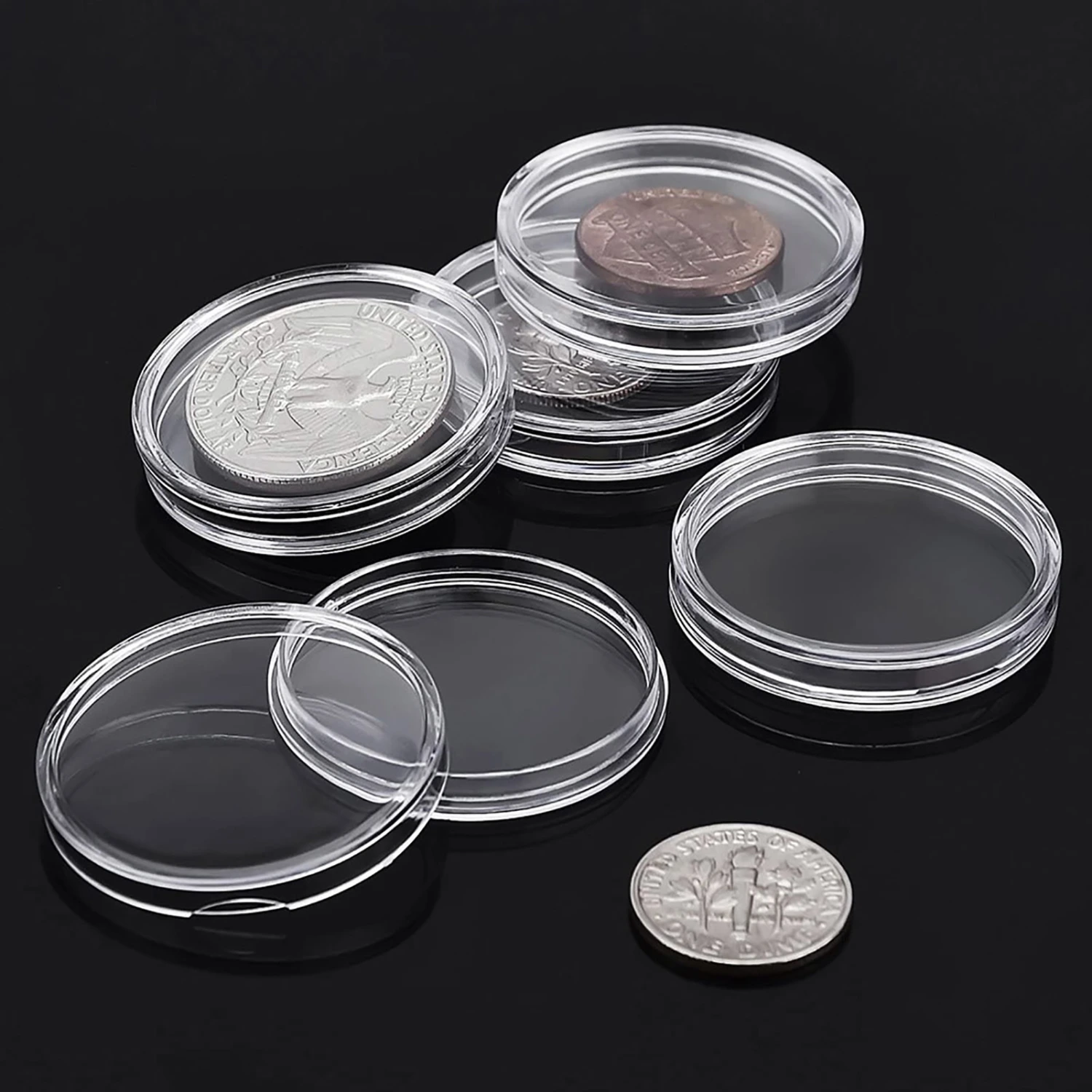 100Pcs Coin Holder Reusable Lightweight Acrylic Mini Coin Holder for Coin Storage