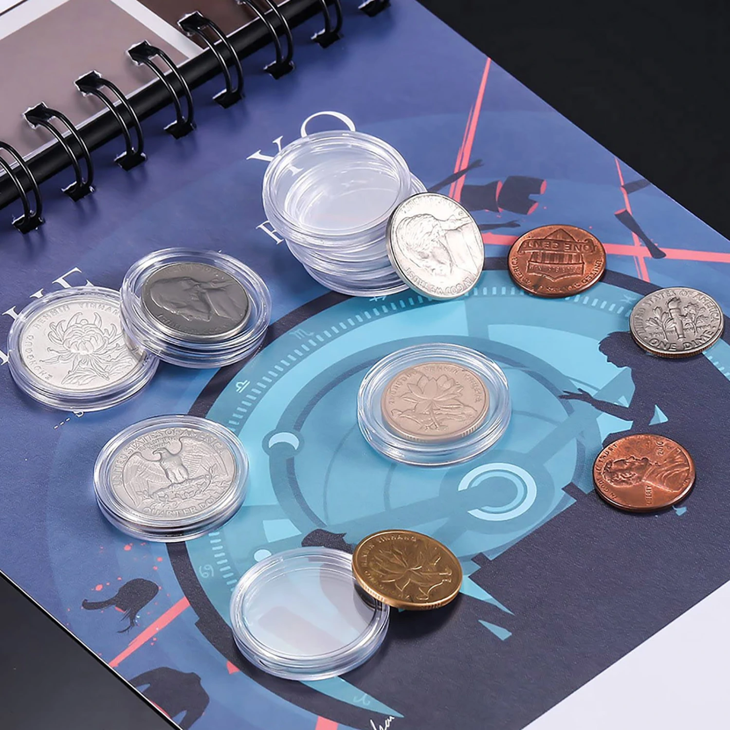 100Pcs Coin Holder Reusable Lightweight Acrylic Mini Coin Holder for Coin Storage