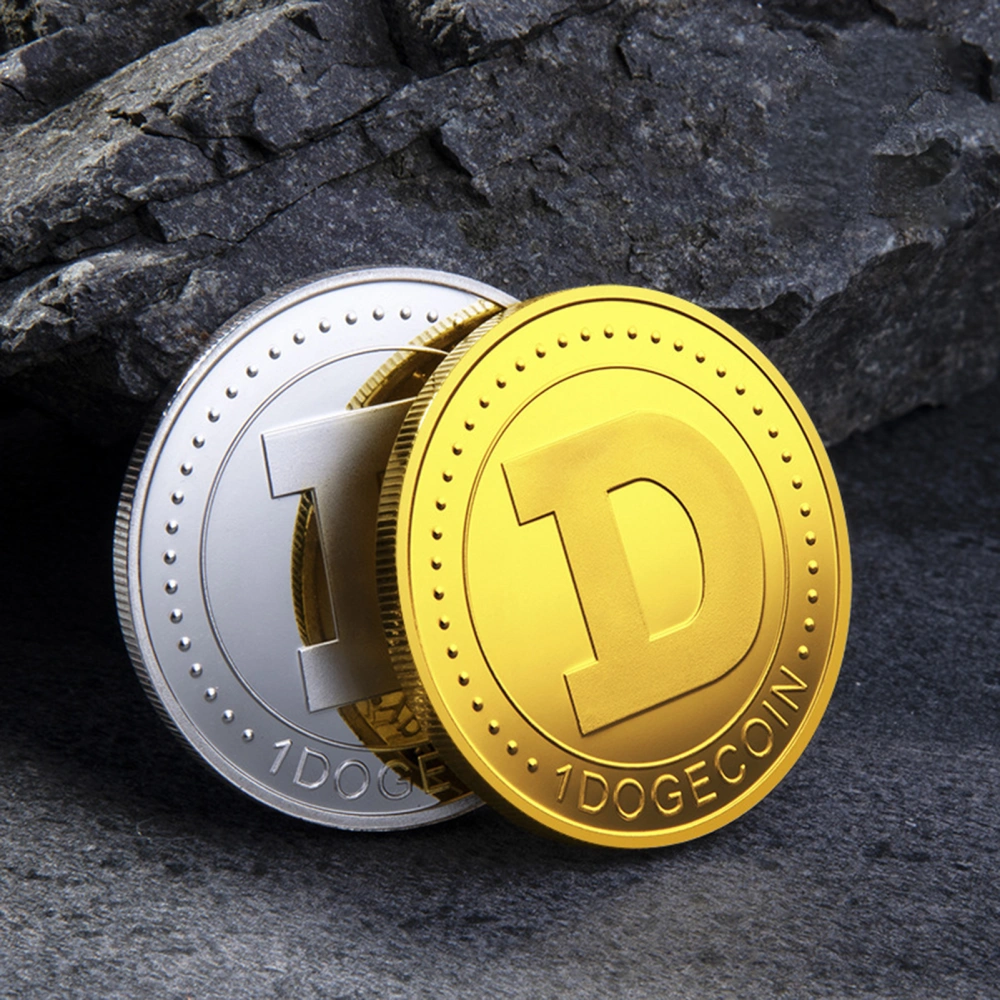 Doge Coin Creative Collectible UV Printed Golden Color Commemorative Dogecoin for Collection