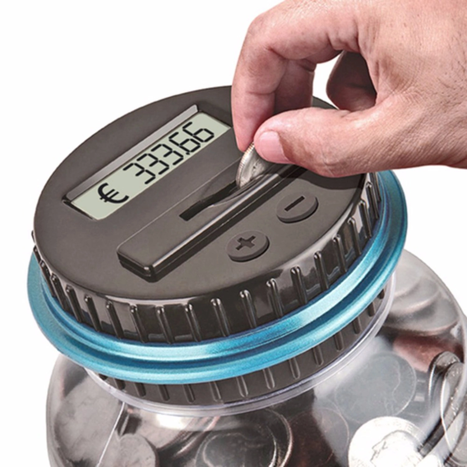 1.5L Digital Piggy Bank Counting Box Large Capacity ABS Money Jar LED Display Coin Saving Pot for Home