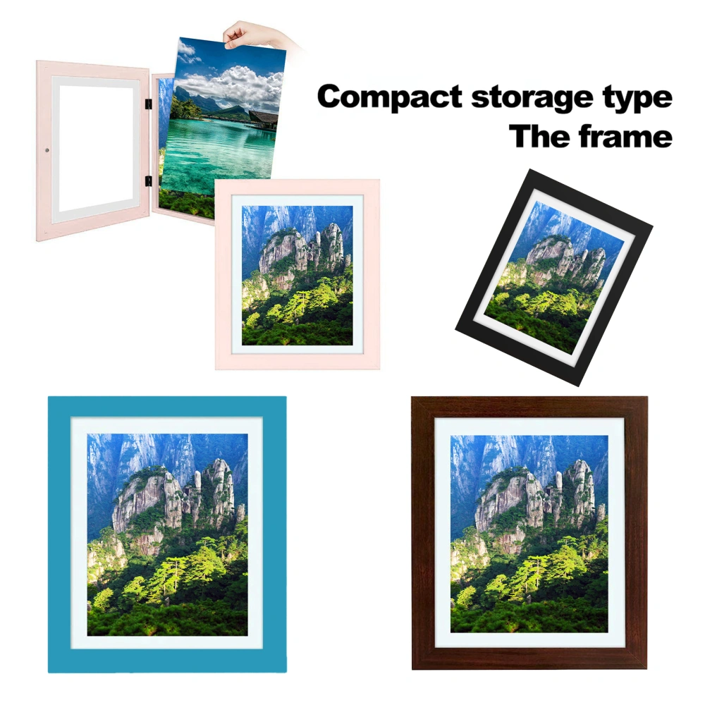 Kids Art Frame Front Opening Changeable Wood Magnetic Seal Picture Photo Display Storage Frame Home Supplies