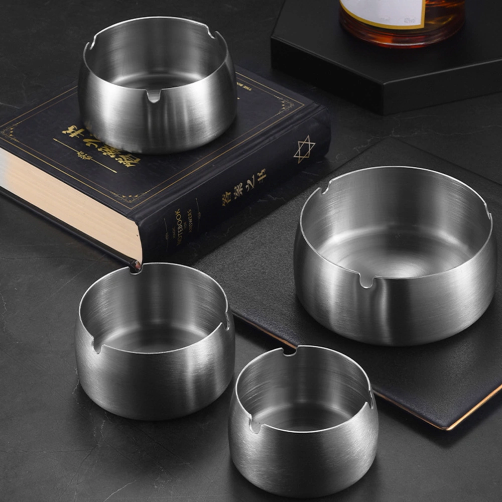 Ash Tray Matte Brushed Anti-scald Thickened Ash Storage Stainless Steel Heightened U-shaped Slot Ash Tray for Living Room