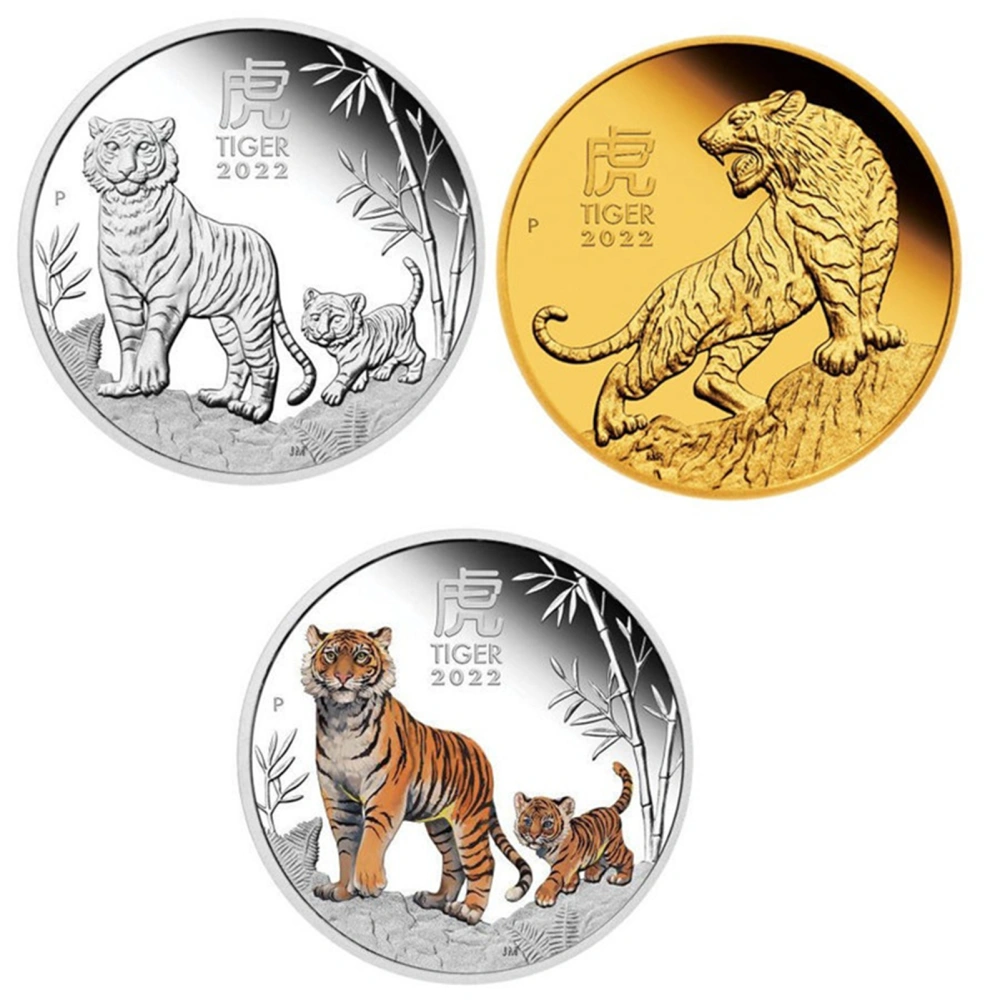 2022 Commemorative Coin Decorative Tiger Pattern Steel Excellent Gift Beautiful Coin for Party