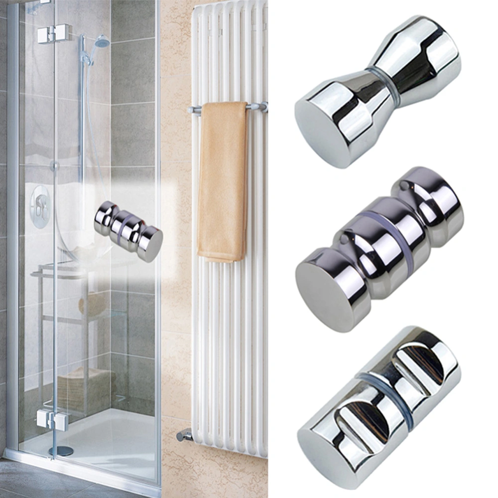 Stainless Steel Back-to-Back Glass Door Knob Puller Push Bathroom Shower Handle